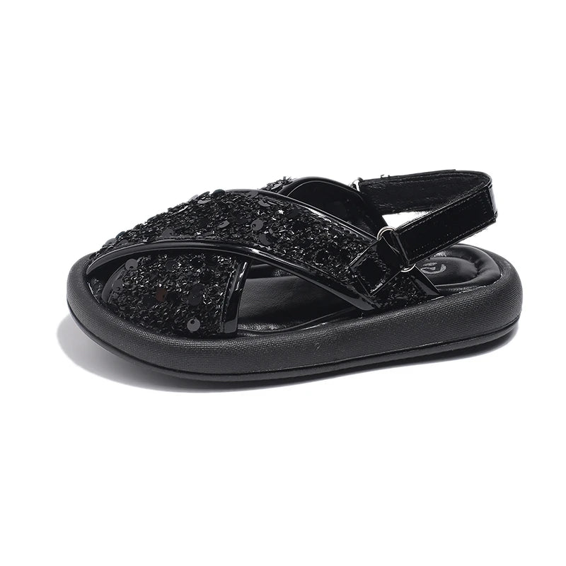 Starlight Sequin Cross Sandals