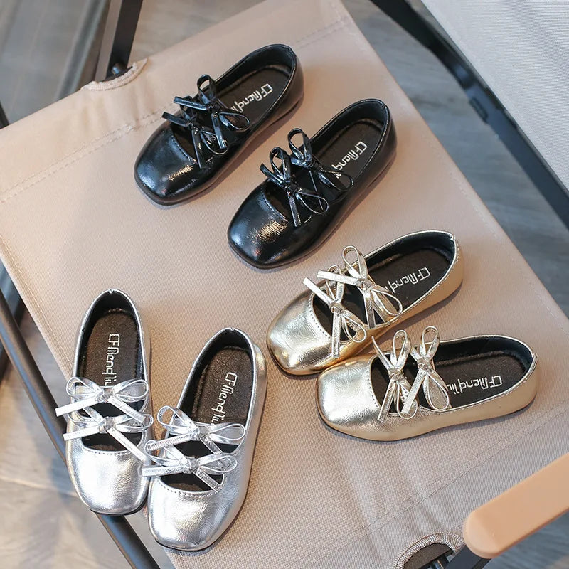 Double Bow Metallic Flats