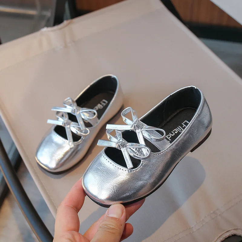 Double Bow Metallic Flats