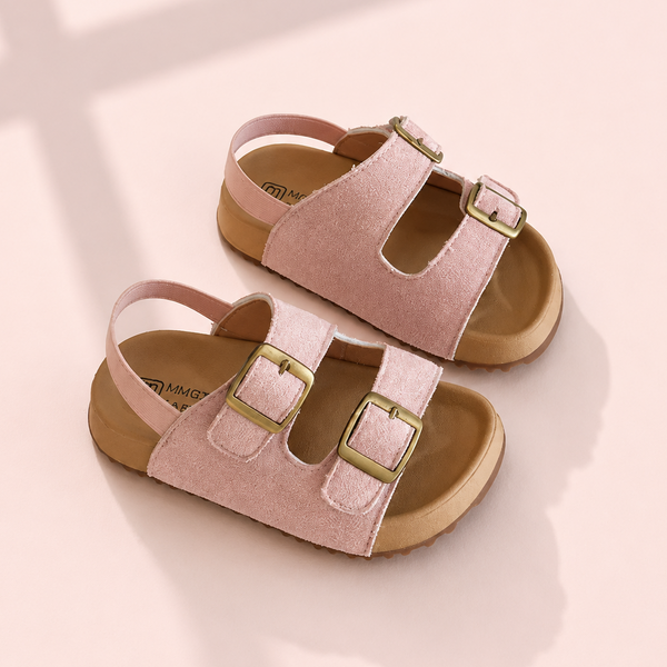 Suede Buckle Cork Sandals