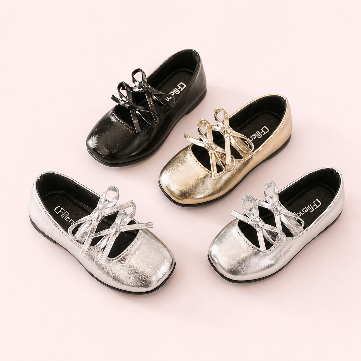 Double Bow Metallic Flats