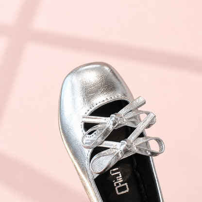 Double Bow Metallic Flats