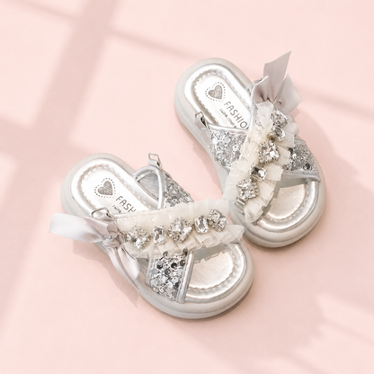 Crystal Bow Party Sandals