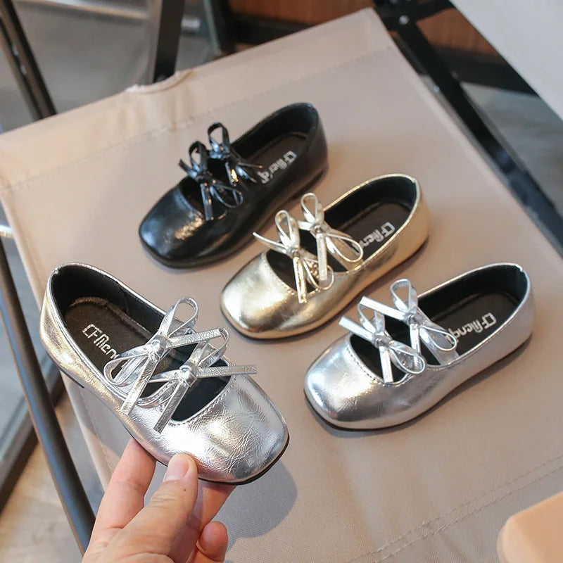 Double Bow Metallic Flats