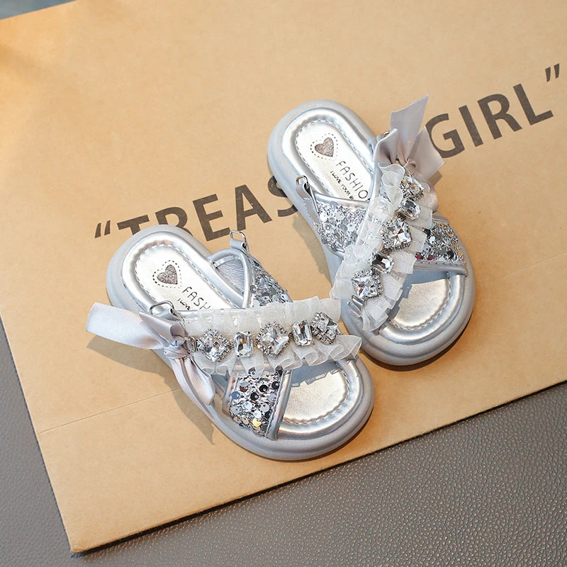 Crystal Bow Party Sandals