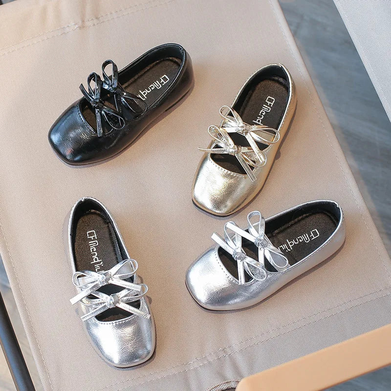 Double Bow Metallic Flats
