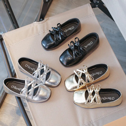 Double Bow Metallic Flats