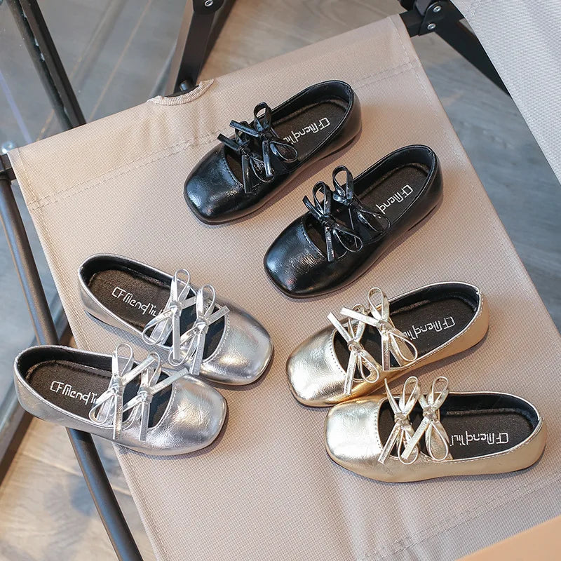 Double Bow Metallic Flats