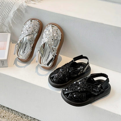 Starlight Sequin Cross Sandals