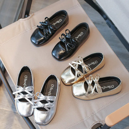 Double Bow Metallic Flats