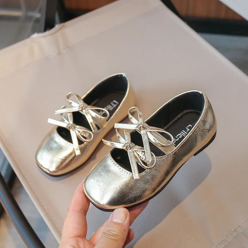 Double Bow Metallic Flats