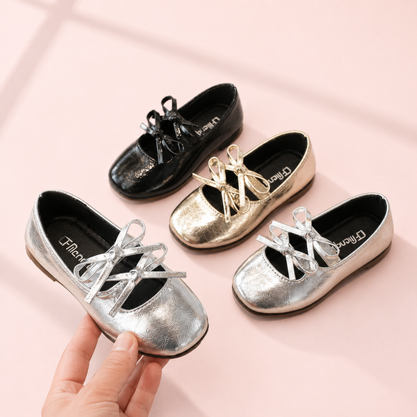 Double Bow Metallic Flats