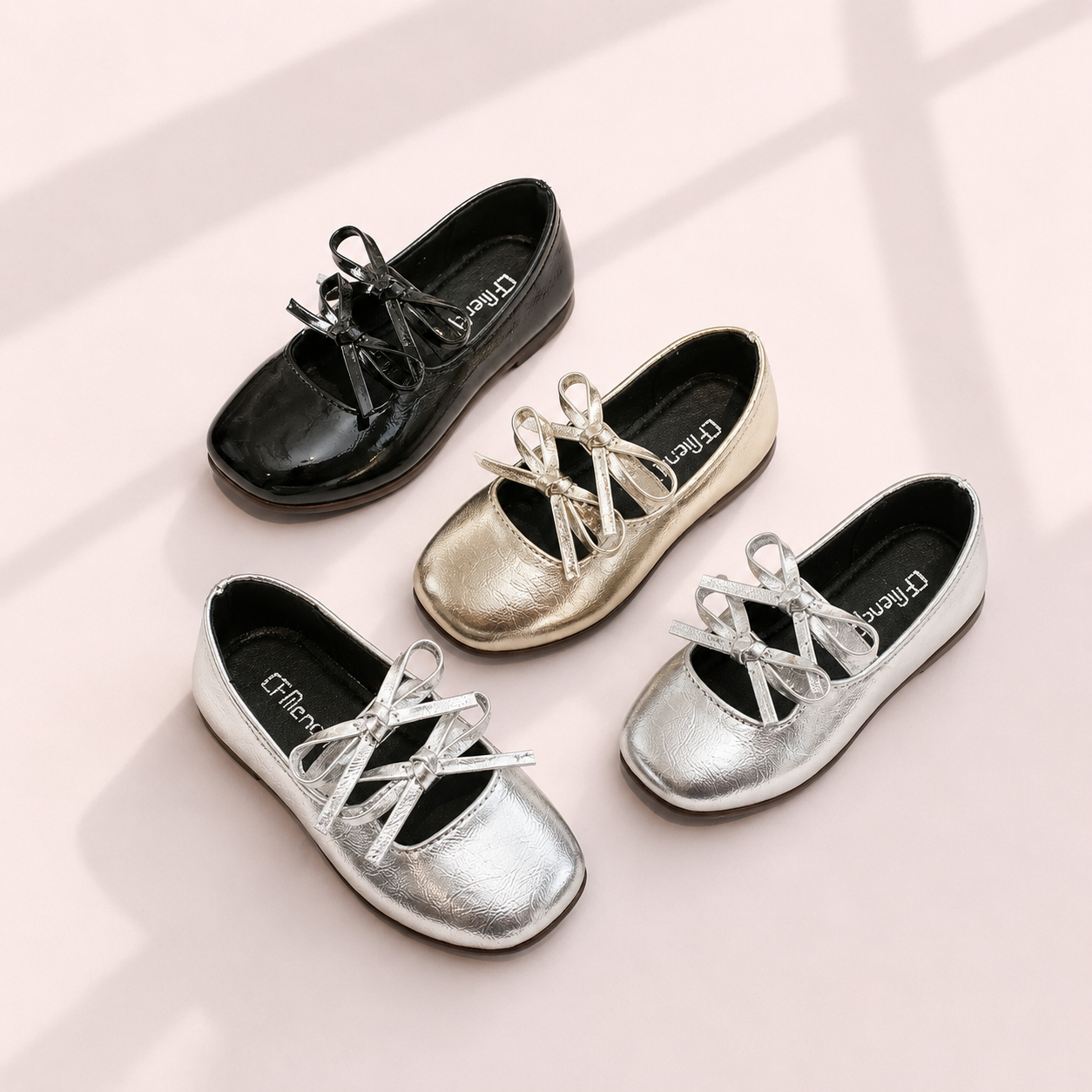 Double Bow Metallic Flats