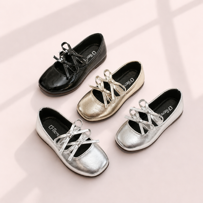 Double Bow Metallic Flats