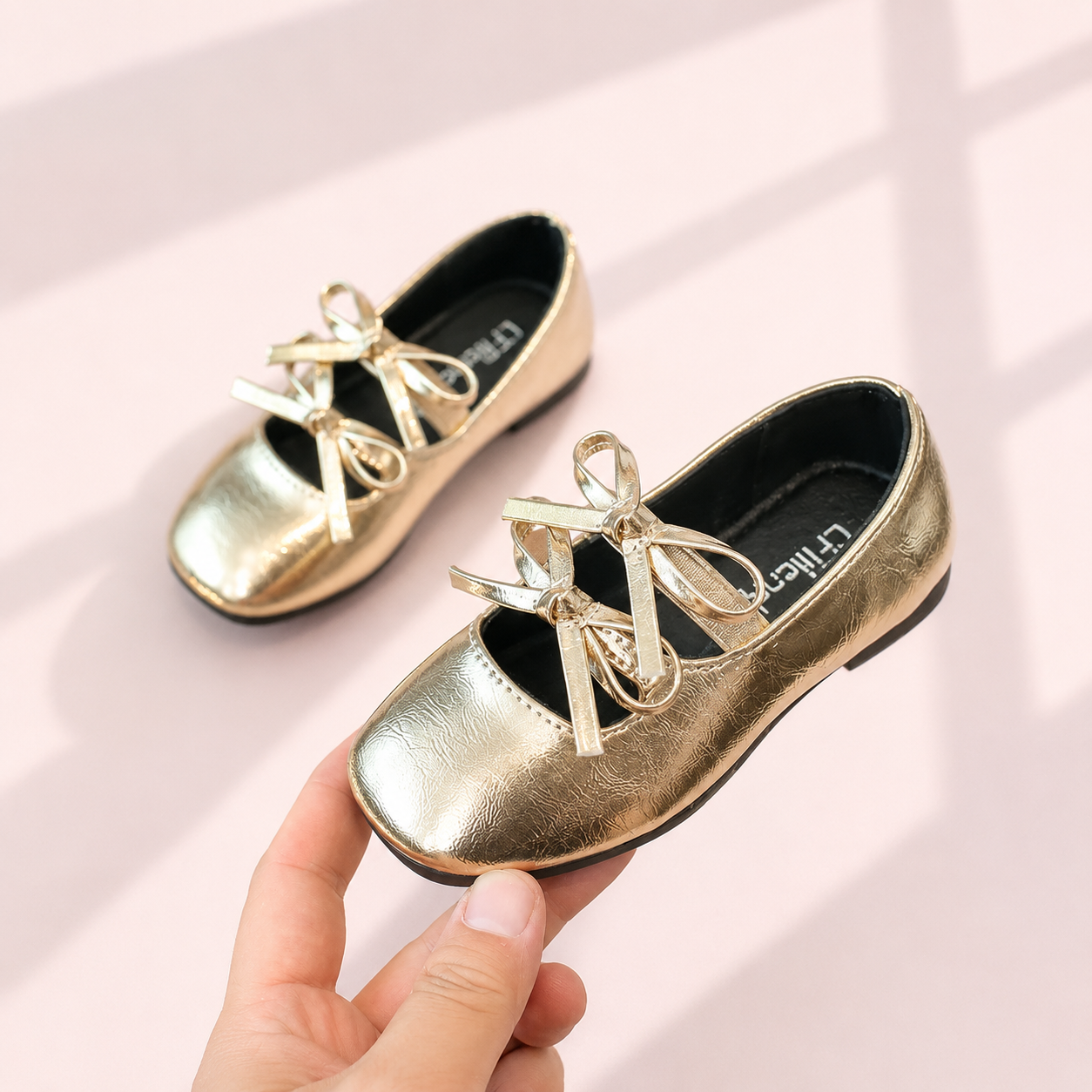 Double Bow Metallic Flats